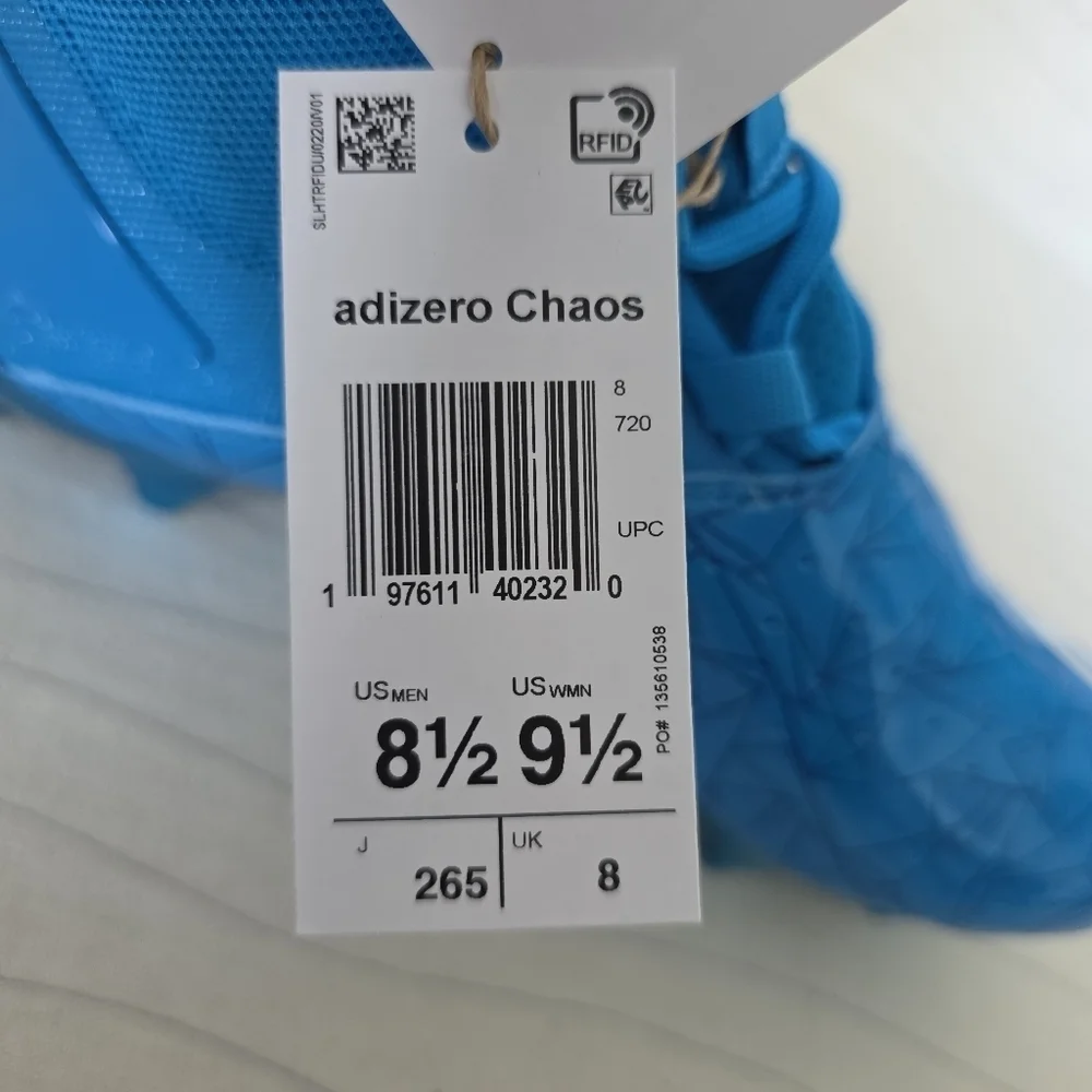 Adidas Mens ADIZERO Chaos Football Cleats Blue/White Shoes IF9718 Size 8.5 NEW